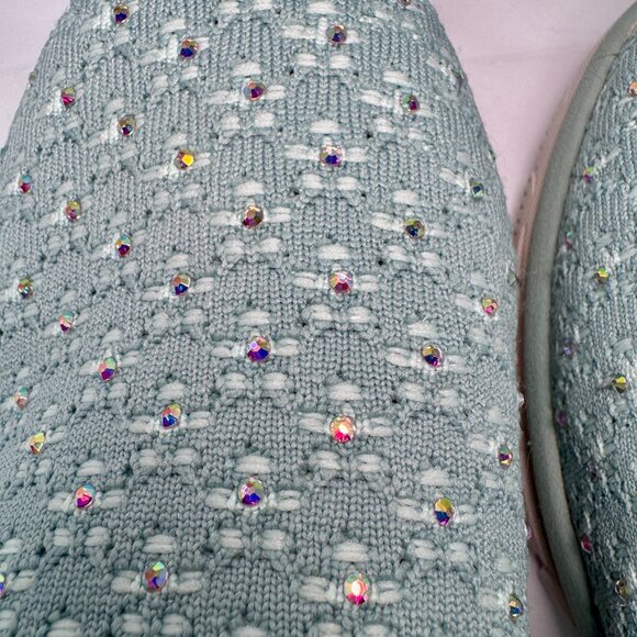 8.5 Wide Fit Skechers Women's Easy Going Rhinestone Knit Mules Glitz Strut Sage - Picture 8 of 16